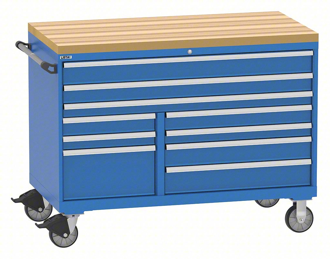 Mod Drwr Cab,42"H,10 Drwr,Bright Blue