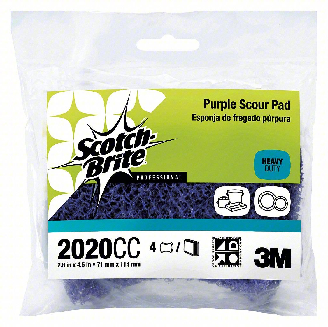 Scouring Pad,4 1/2 in L,Purple,PK4