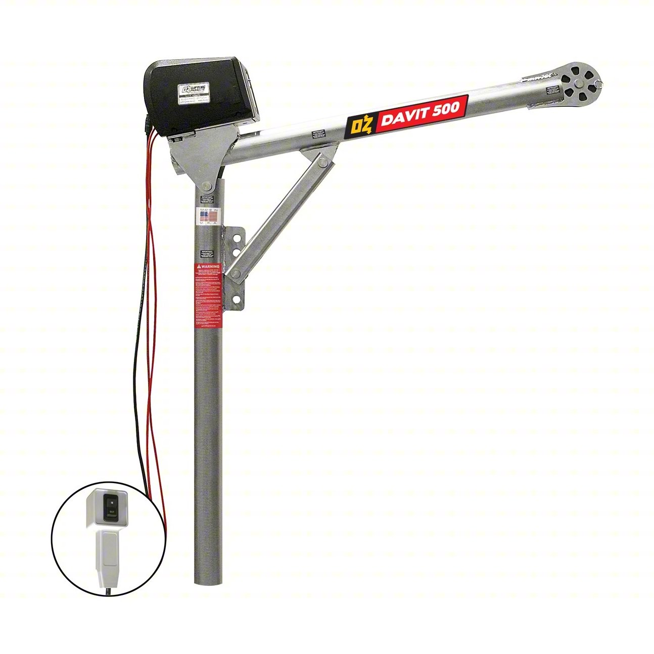 Davit Crane,500 lb.,27.5in to 42in Reach
