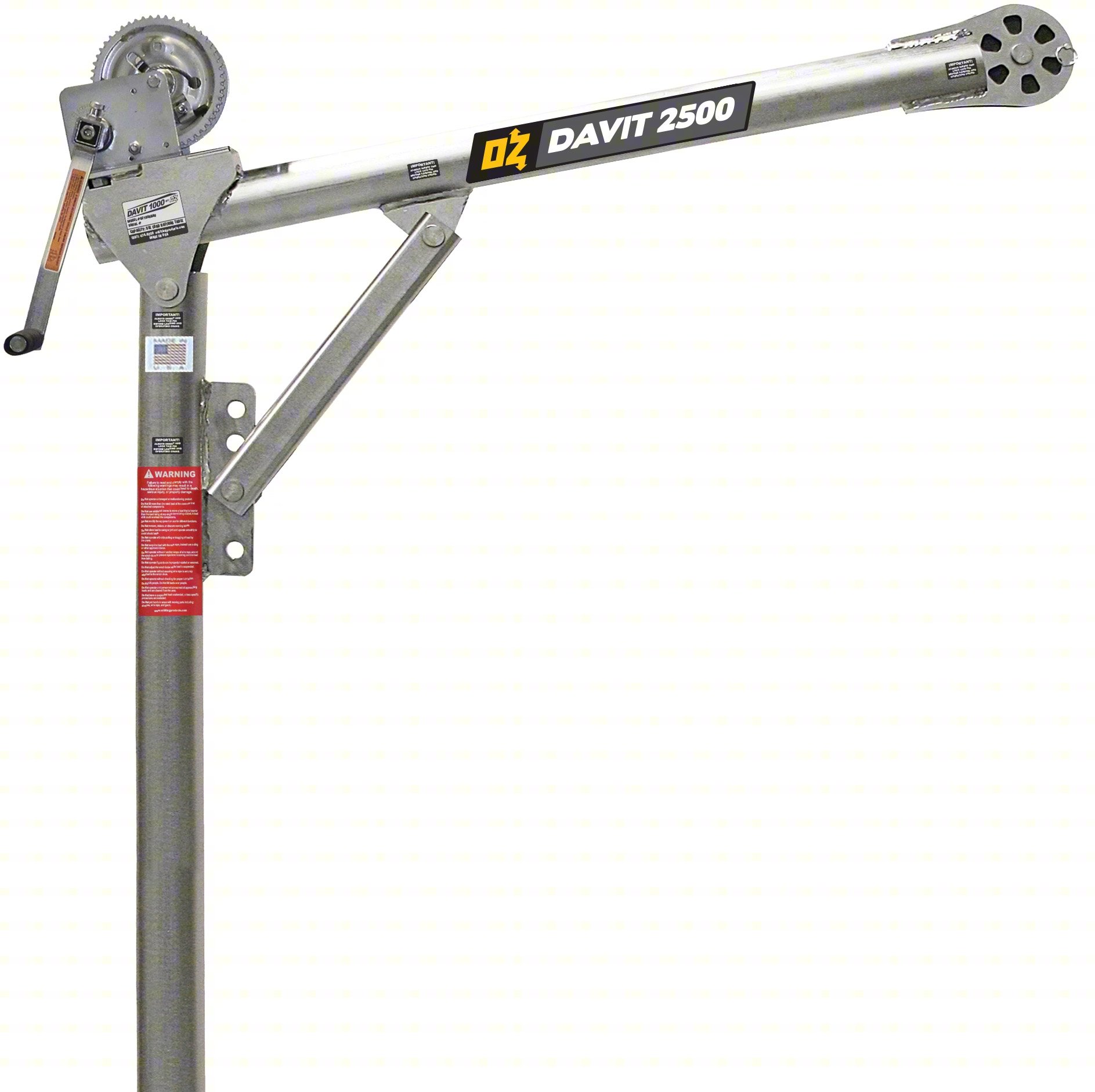 Davit Crane,2500 lb,27.5in to 48in Reach