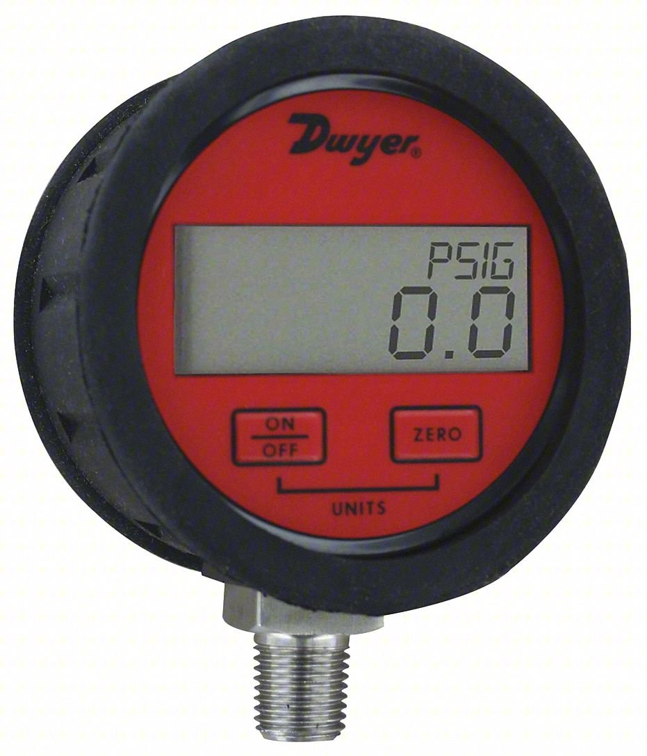 Digital Pressure Gauge,3" Dial Size,Red