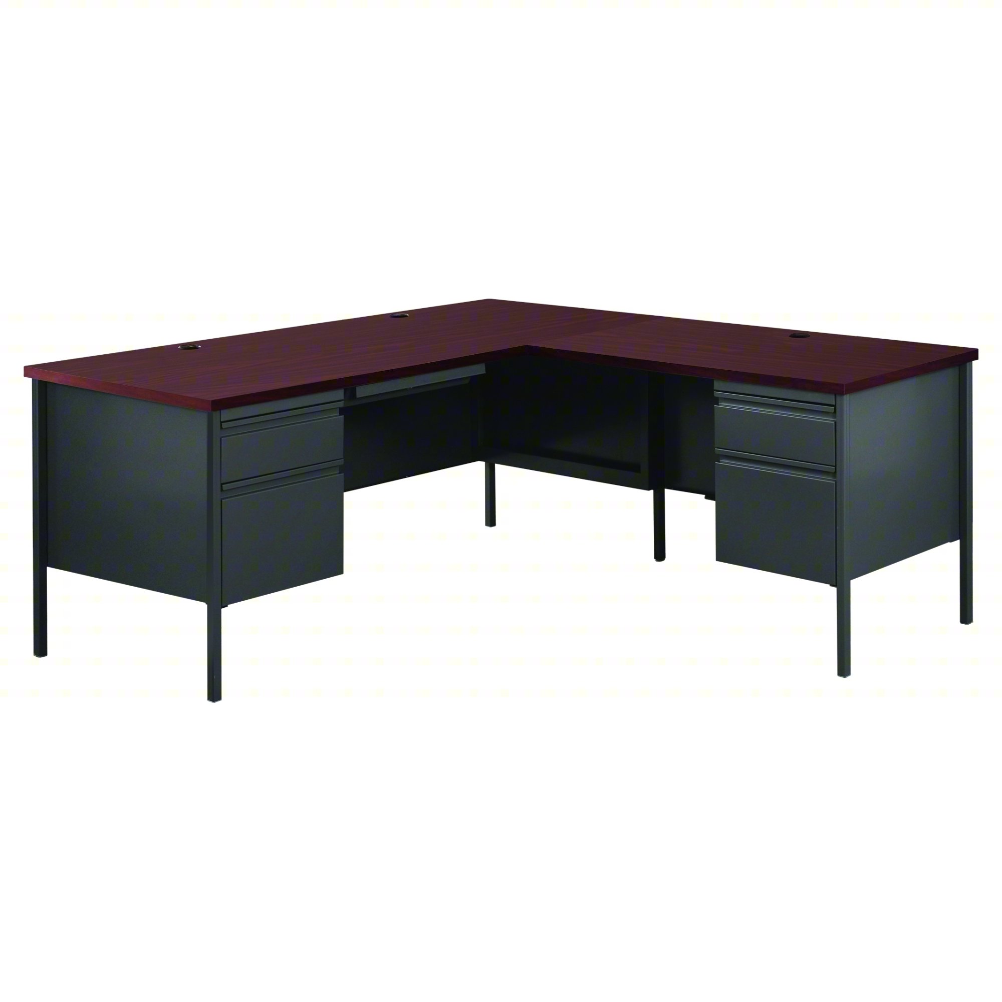 L-SHAPED DESK,29 1/2"H,CHARCOAL/MAHOGANY