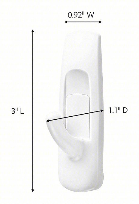 HOOK, WHITE, PLASTIC, 1 IN D, PK6