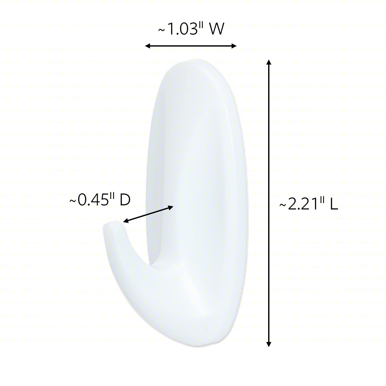 HOOK, WHITE, PLASTIC, 1 IN D, PK8