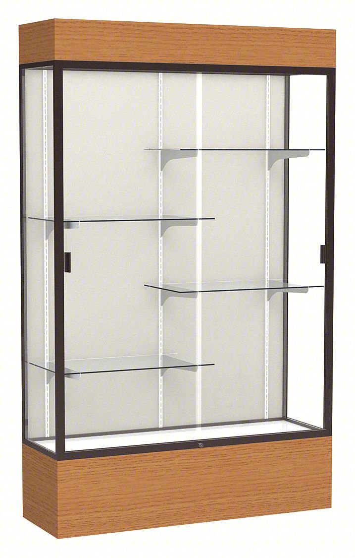 DISPLAY CASE,80 IN H,CARMEL OAK