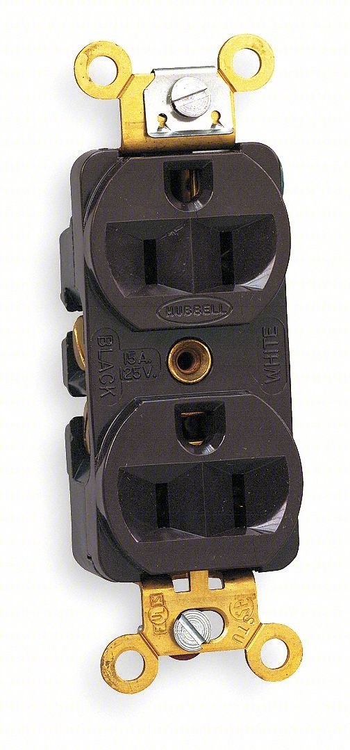 RECEPT,BROWN,15 A,2P3W,BACK; SIDE,1PK