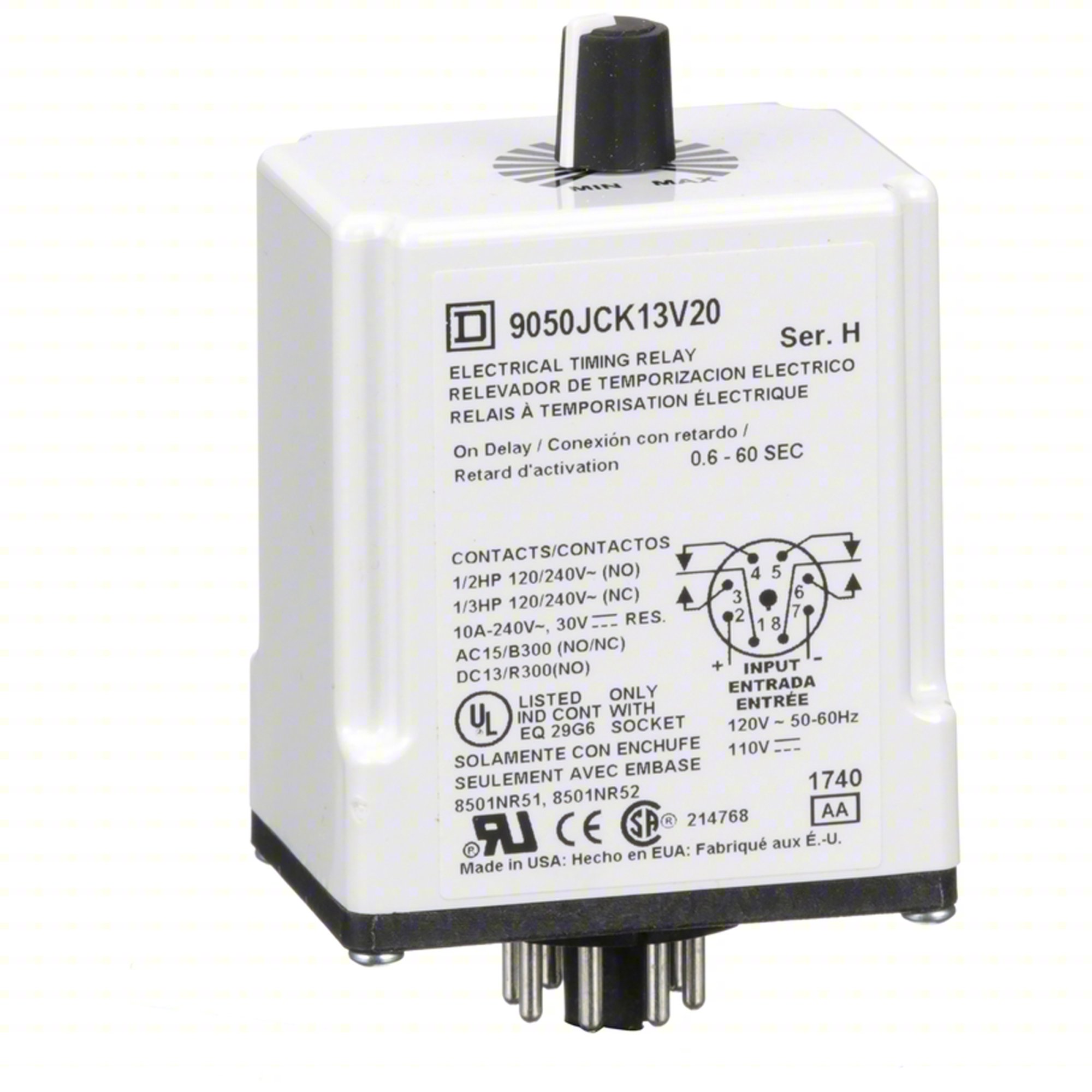 SINFUNTIMEDELAYRELAY, 120VDC, 8PINS