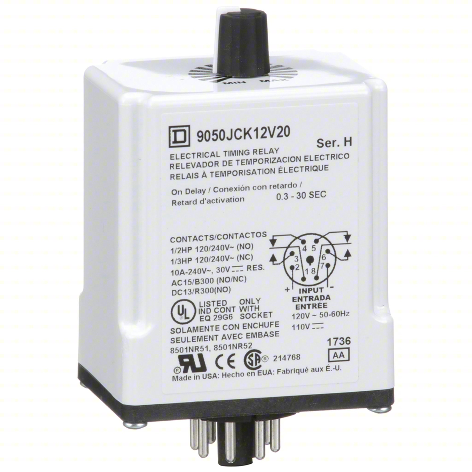 SINFUNTIMEDELAYRELAY, 110VAC, 8PINS