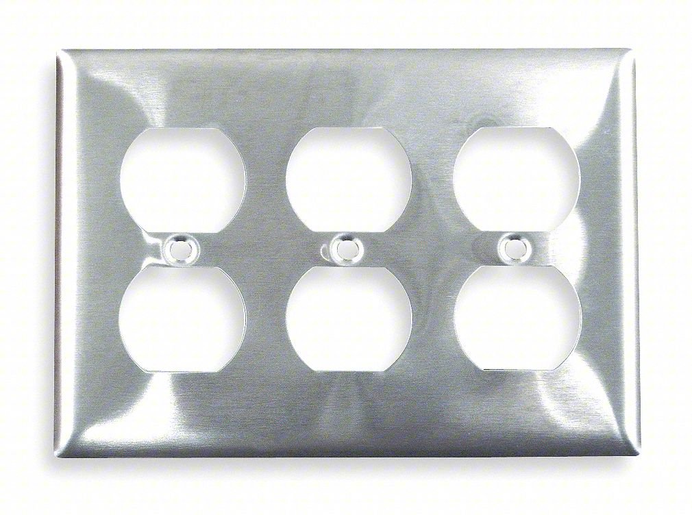 Dup Recept Wll Plt,Stnd;Silver,3Gng,Brsh