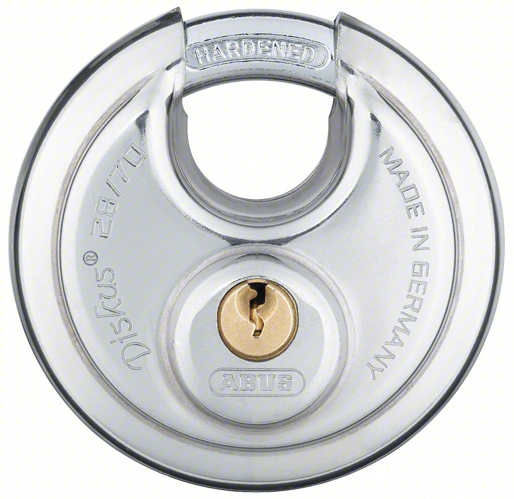 Keyed Padlock, 49/64 in,Round,Silver