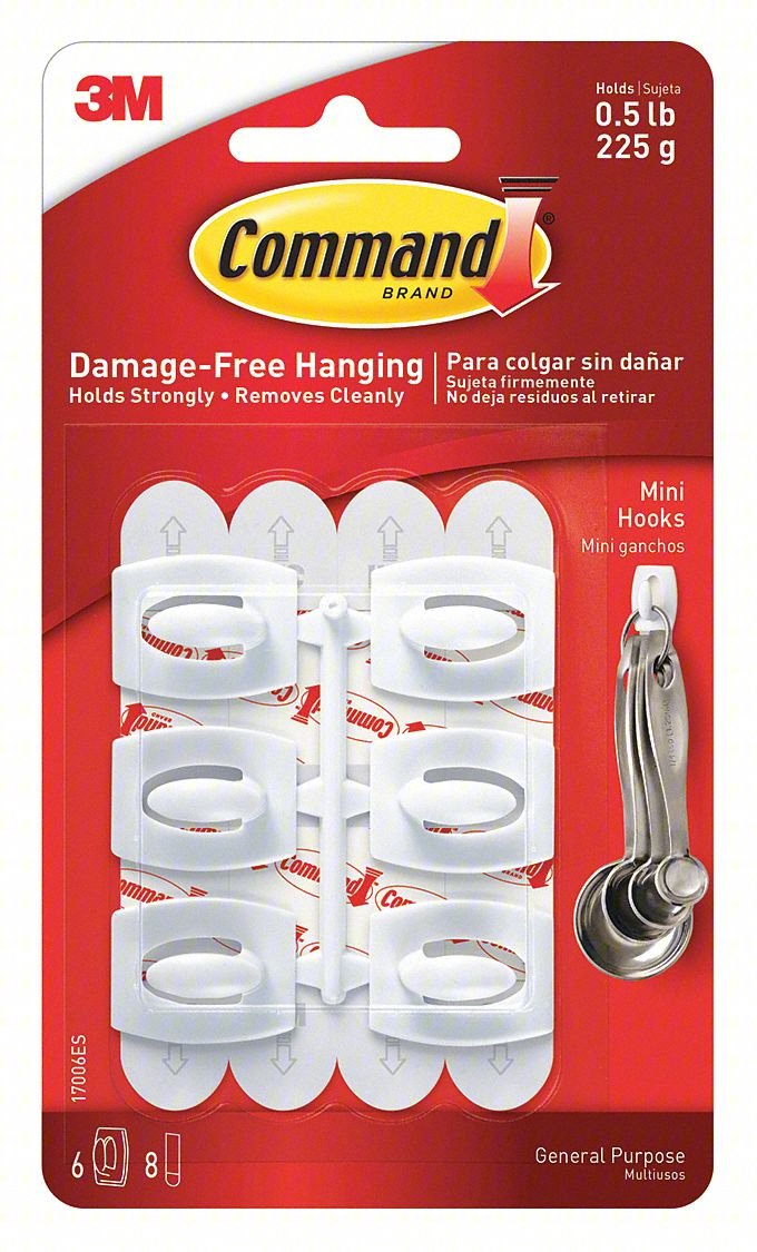 HOOK, WHITE, PLASTIC, 3/8 IN D, PK6