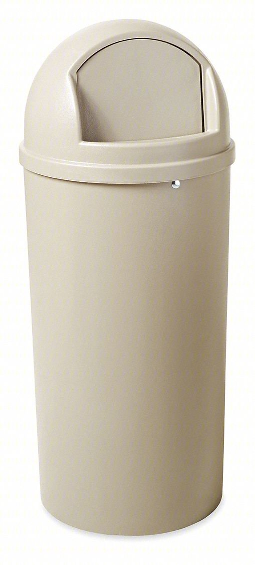 Trash Can,Round,15 gal.,Beige
