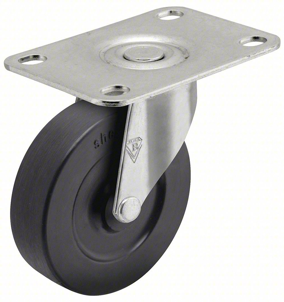 PLATE CASTER,SWIVEL,RUBBER,3 1/2"H