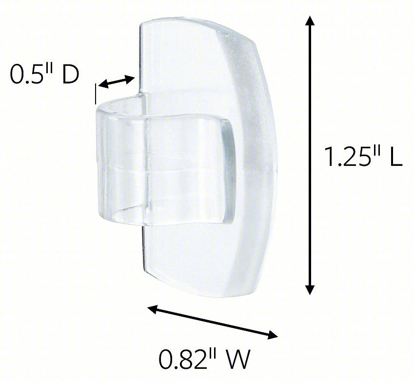 CLIP, CLEAR, PLASTIC, 1/2 IN D