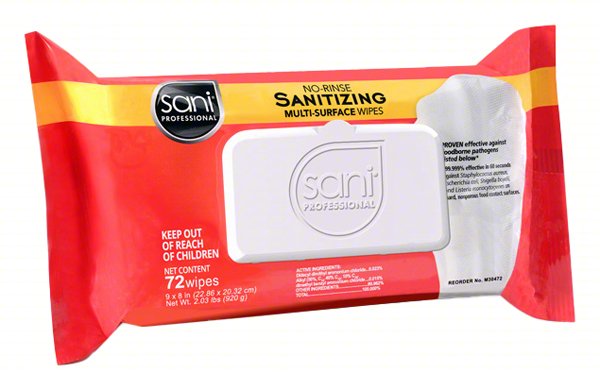 Sanitizing Wipes,72 ct,Soft Pack,PK12