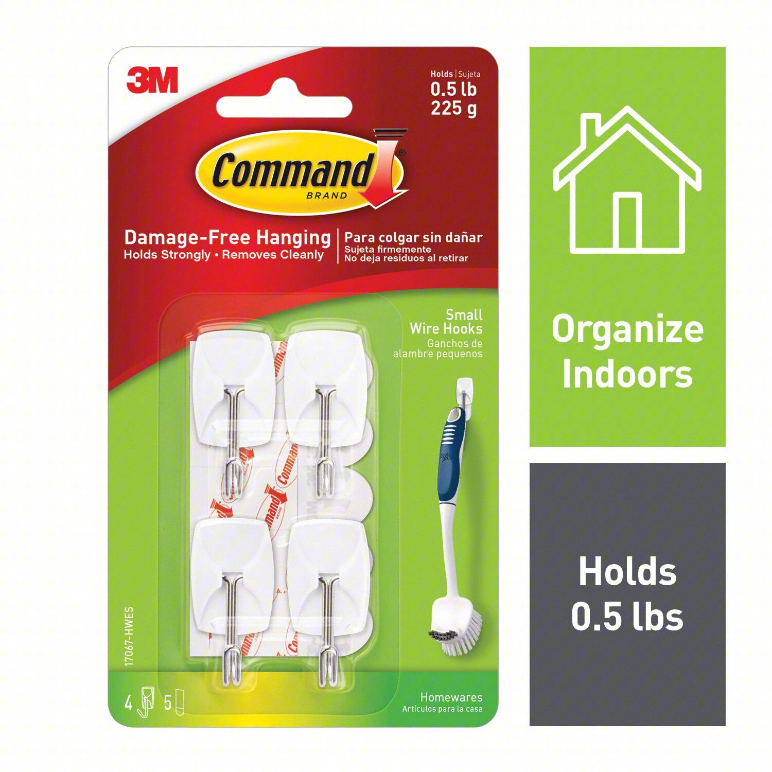 HOOK, WHITE, PLASTIC, 3/4 IN D, PK4
