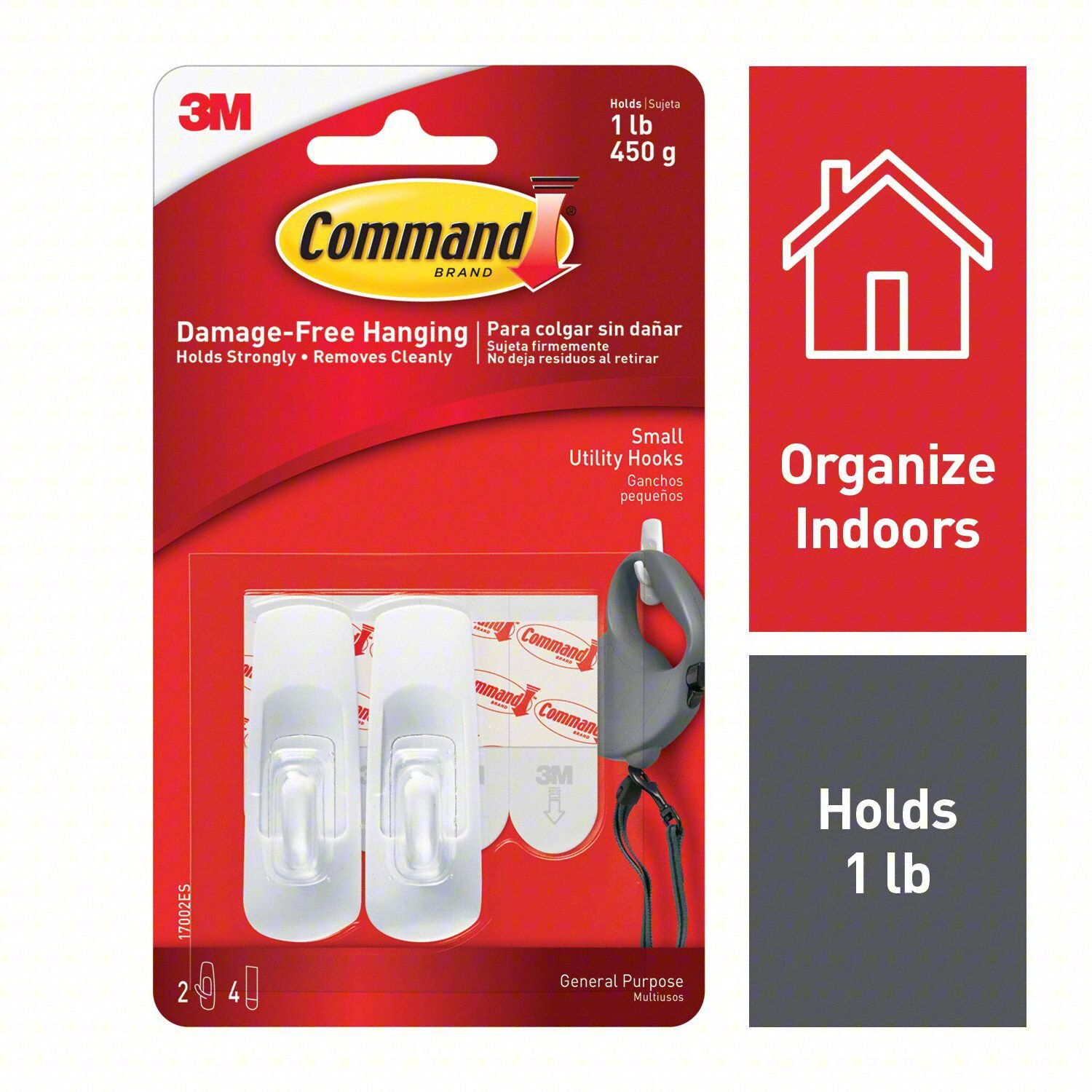 Utility Hook,White,Plastic,5/8 in D,PK2