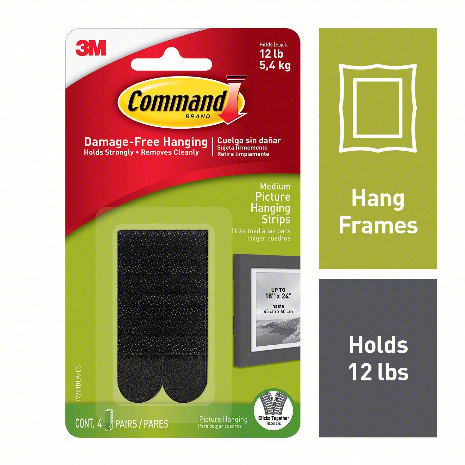 PICTURE HANGING STRIP,BLACK,FOAM,PK4