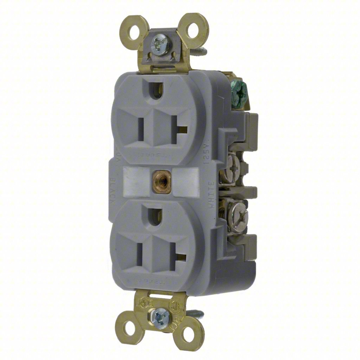 Receptacle,Gray,20 A,2P3W,Back; Side,1PK