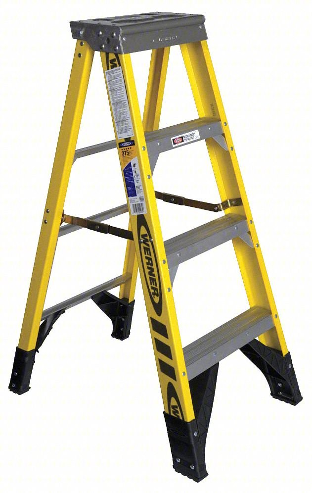 Stepladder,Fiberglass,4 ft. H,375 lb Cap