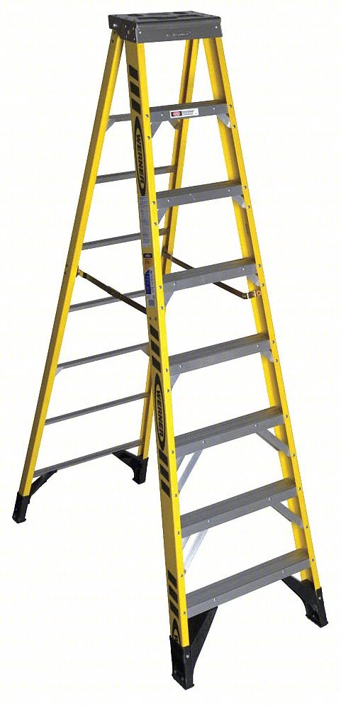 Stepladder,Fiberglass,8 ft. H,375 lb Cap