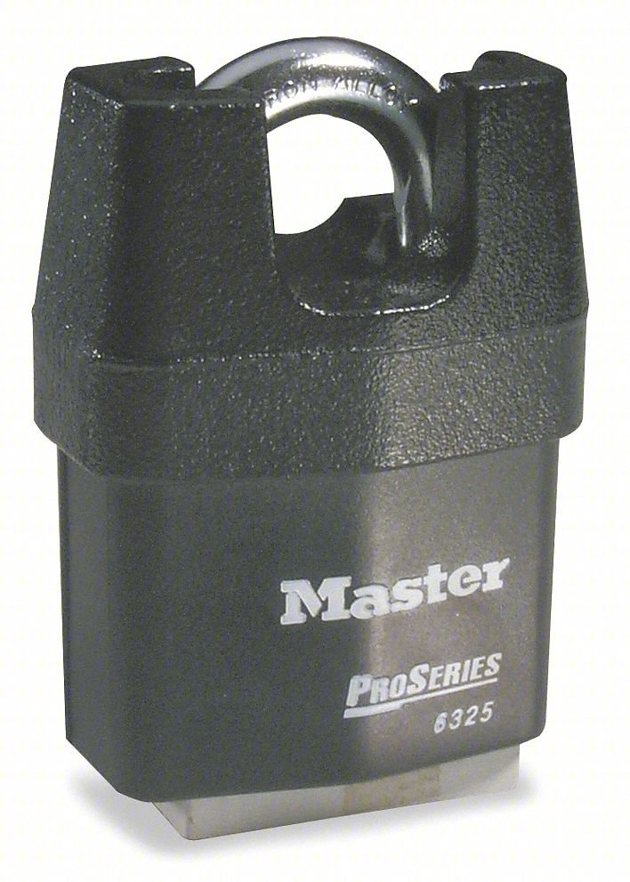 Keyed Padlock, 7/8 in,Rectangle,Black