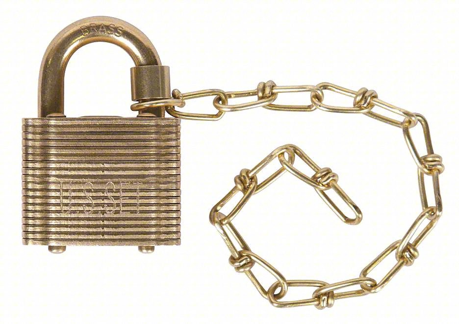 Keyed Padlock, 3/4 in,Square,Gold