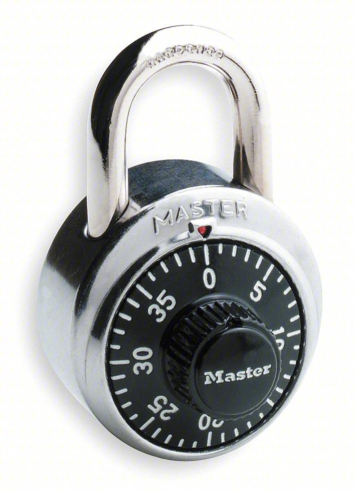 Combination Padlock,2 in,Round,Silver