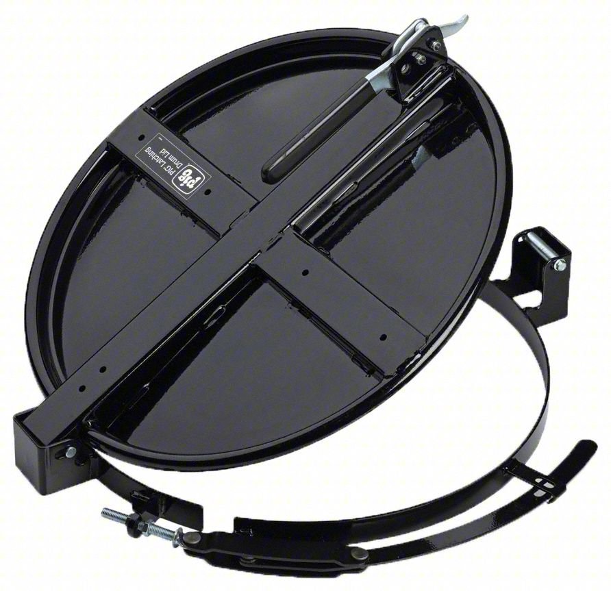 FAST LATCHING DRUM LID,BLACK,STEEL,30GAL