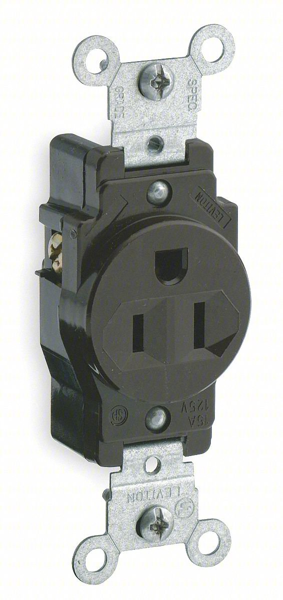 RECEPTACLE: SINGLE, BROWN, 5-15R, 15 A,