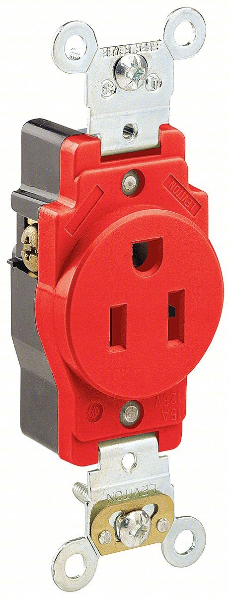 RECEPTACLE: SINGLE, RED, 5-15R, 15 A, 12