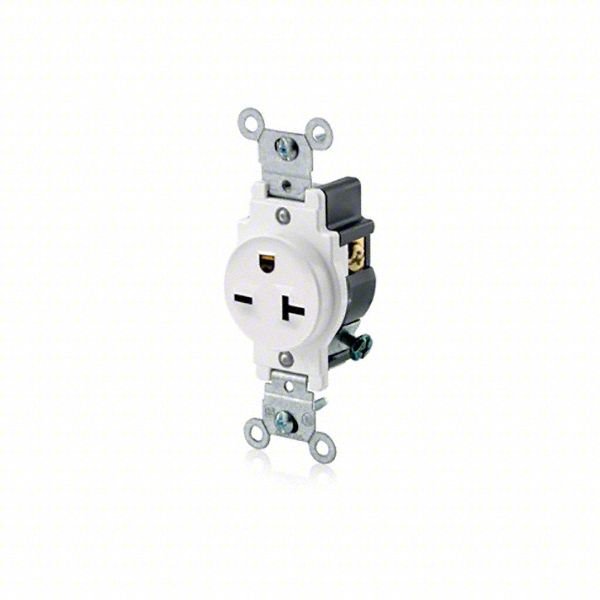 RECEPTACLE: SINGLE, WHITE, 6-20R, 20 A,