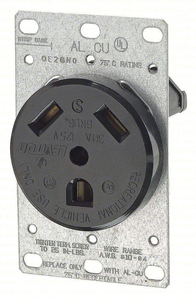 RECEPTACLE: SINGLE, BLACK, TT-30R, 30 A,