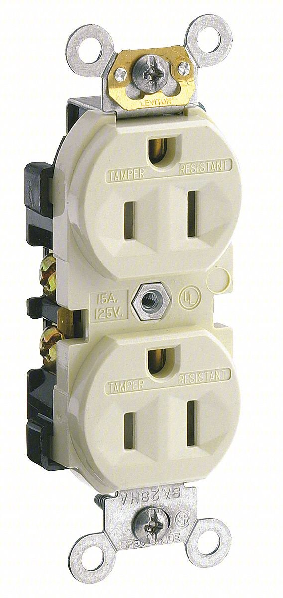 RECEPTACLE: DUPLEX, IVORY, 5-15R, 15 A,