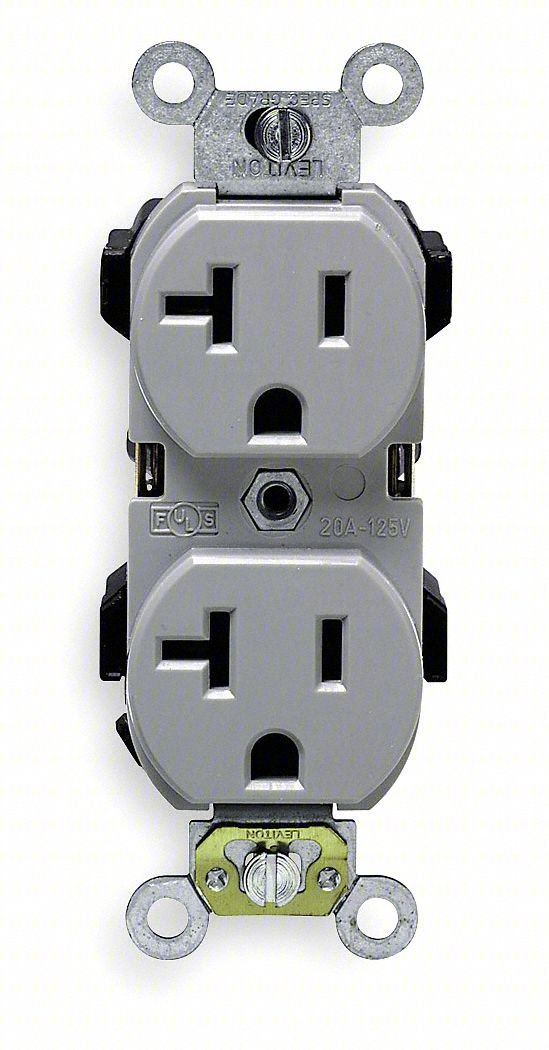 RECEPTACLE: DUPLEX, GRAY, 5-20R, 20 A, 1