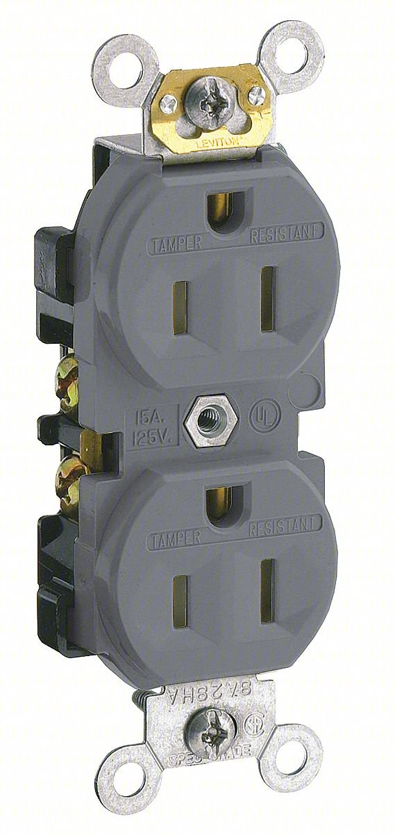 RECEPTACLE: DUPLEX, GRAY, 5-15R, 15 A, 1