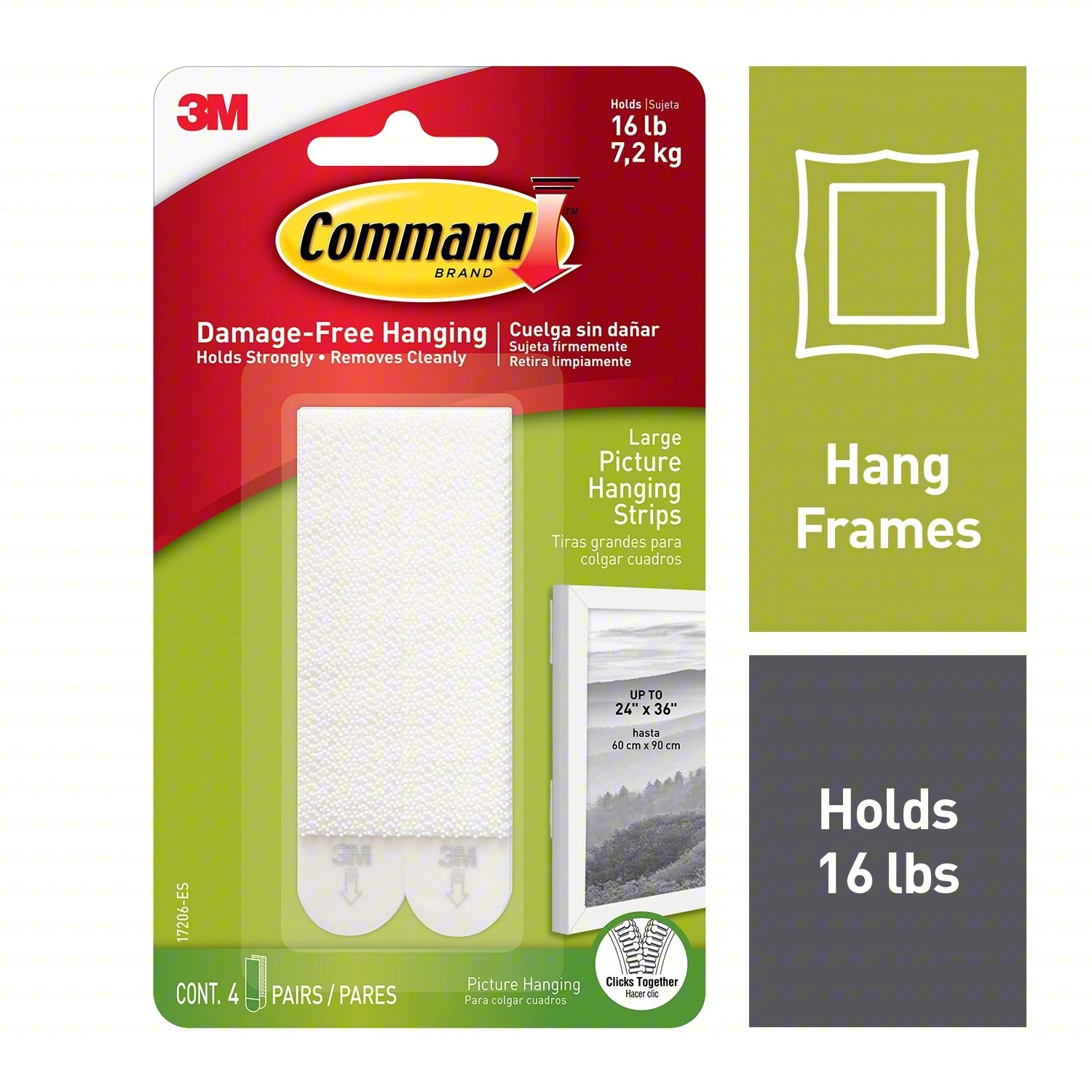 Picture Hanging Strip,White,Foam,PK4