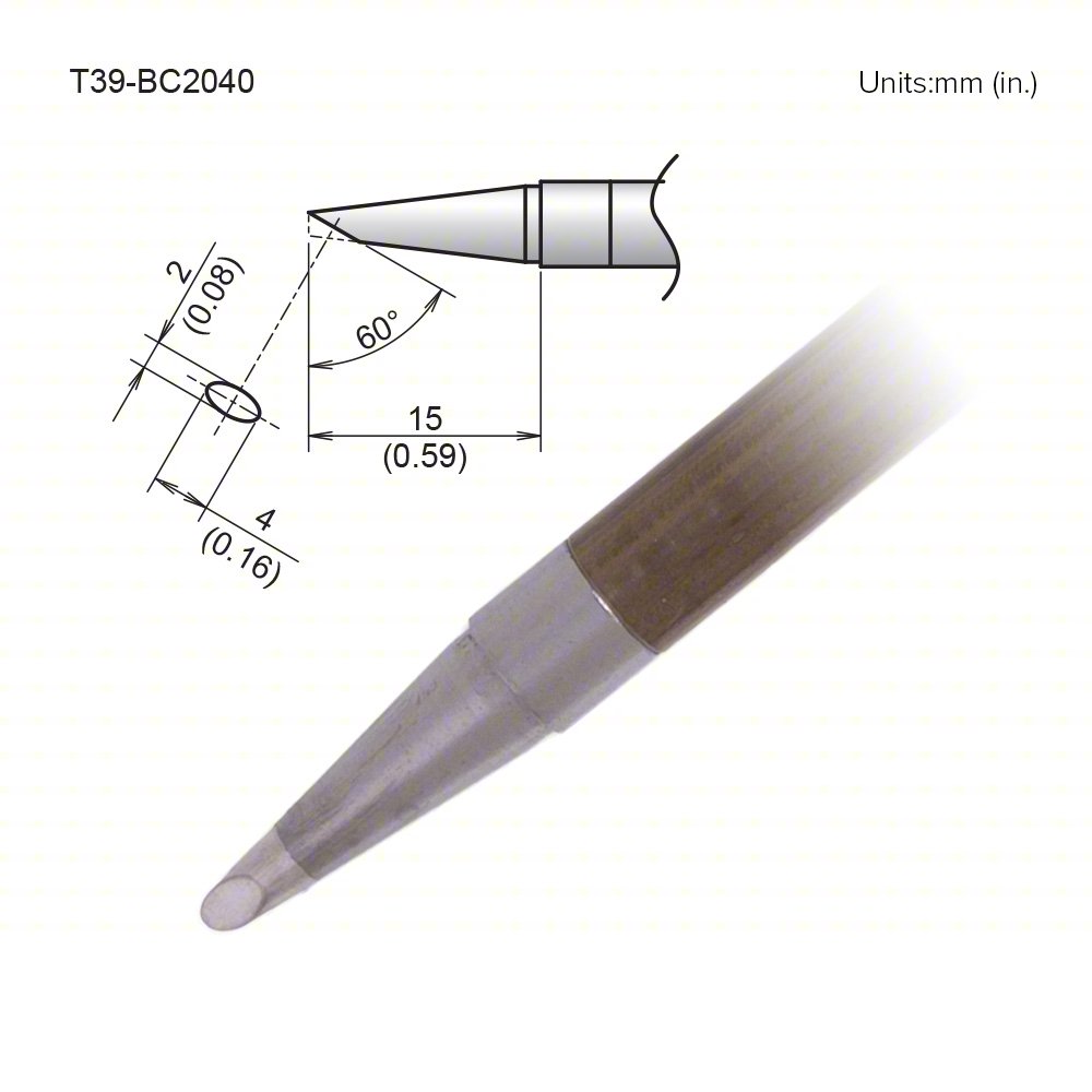 Soldering Tip,Bevel,T.W. 4 mm,T.L. 15 mm