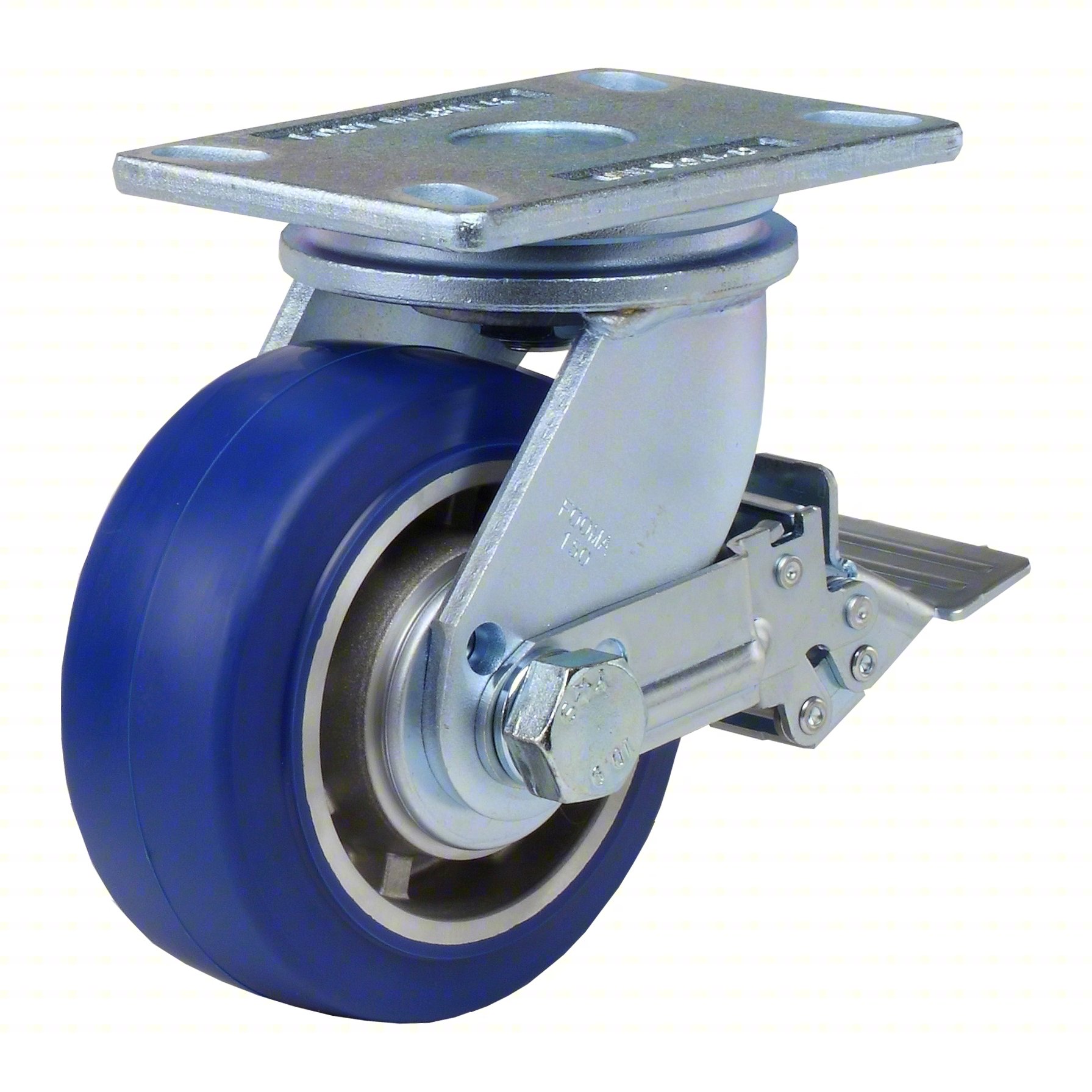 PLATE CASTER,SWIVEL,POLYURETHANE,190MM H