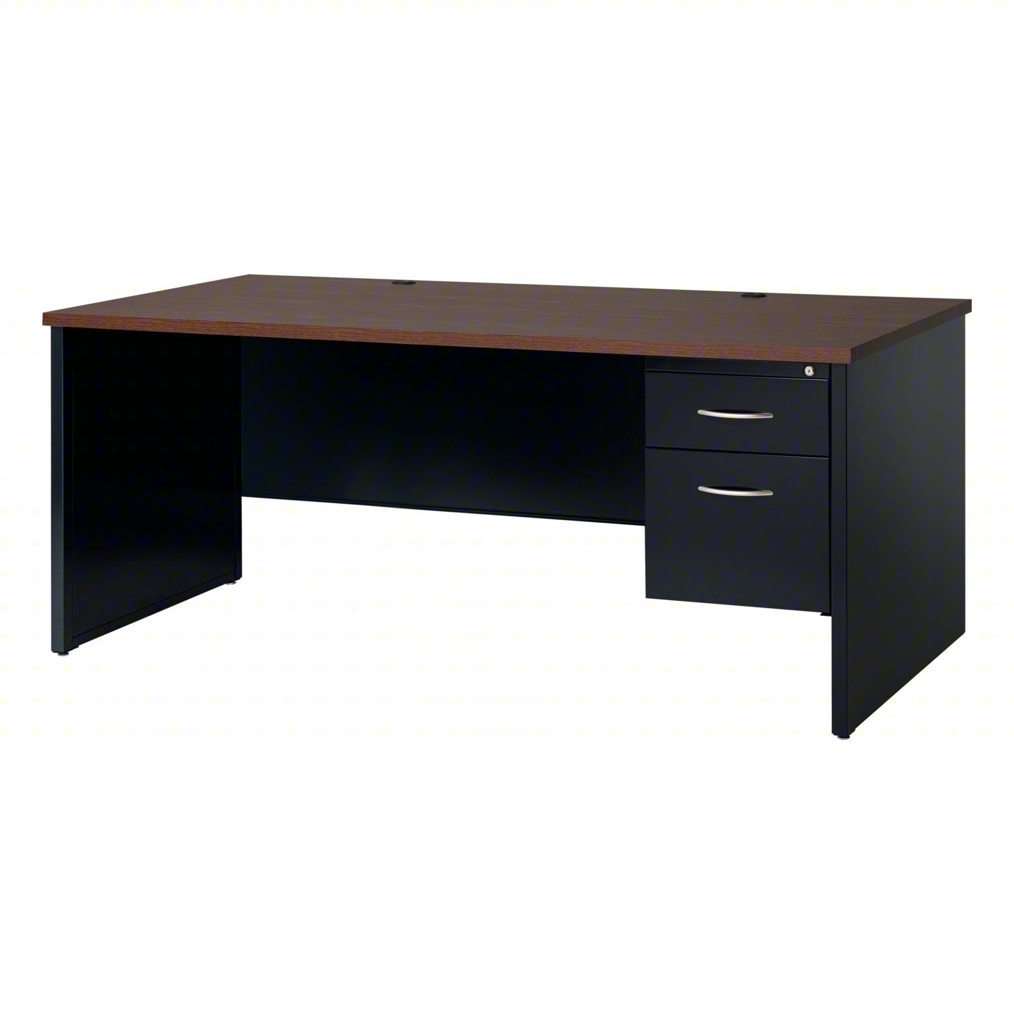 DESK PEDESTAL,STEEL,72" W,BLACK/WALNUT