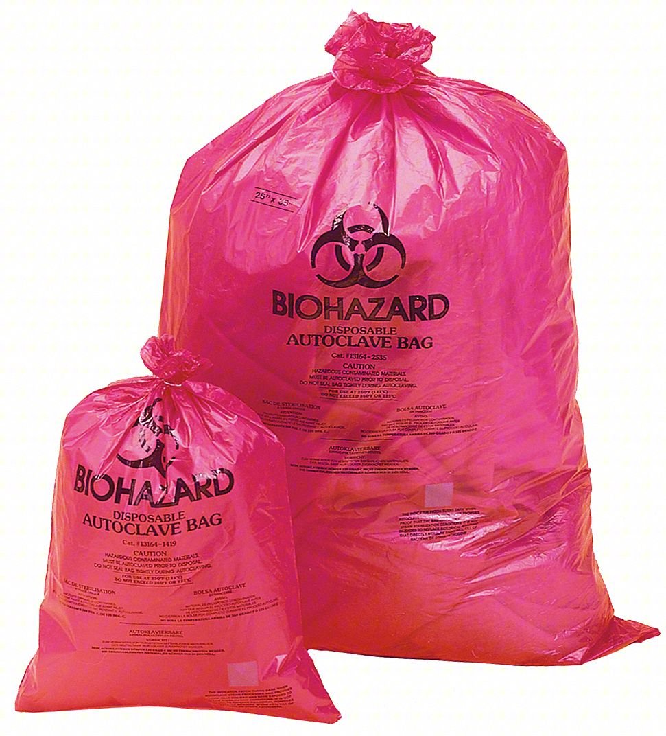 Autocl Biohzrd Bags,2 to 4 gal,Red,PK200
