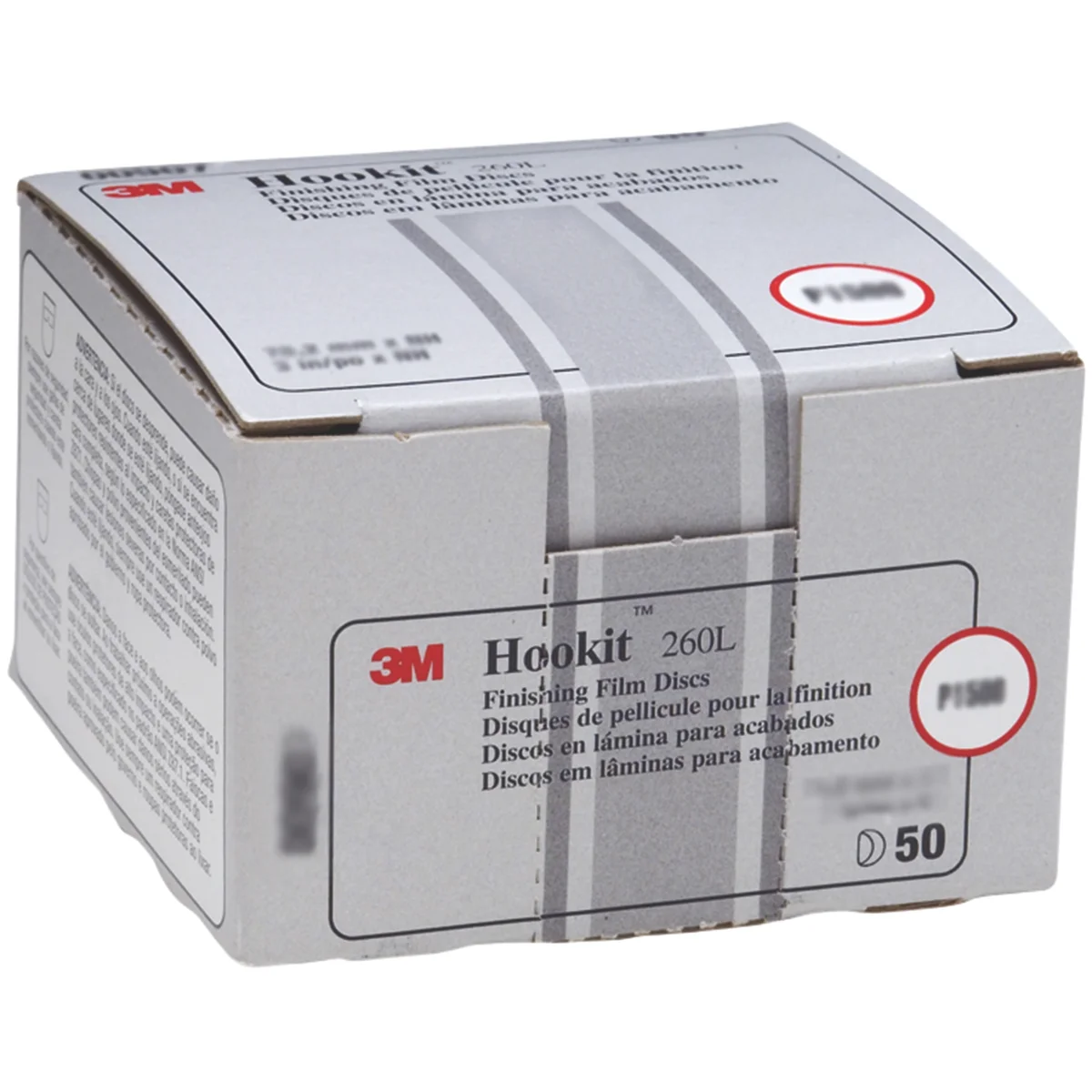 3M™ Hookit™ Finishing Film Abrasive Disc 260L, 00951, 5 in, P1500, 100 discs per carton, 4 cartons per case