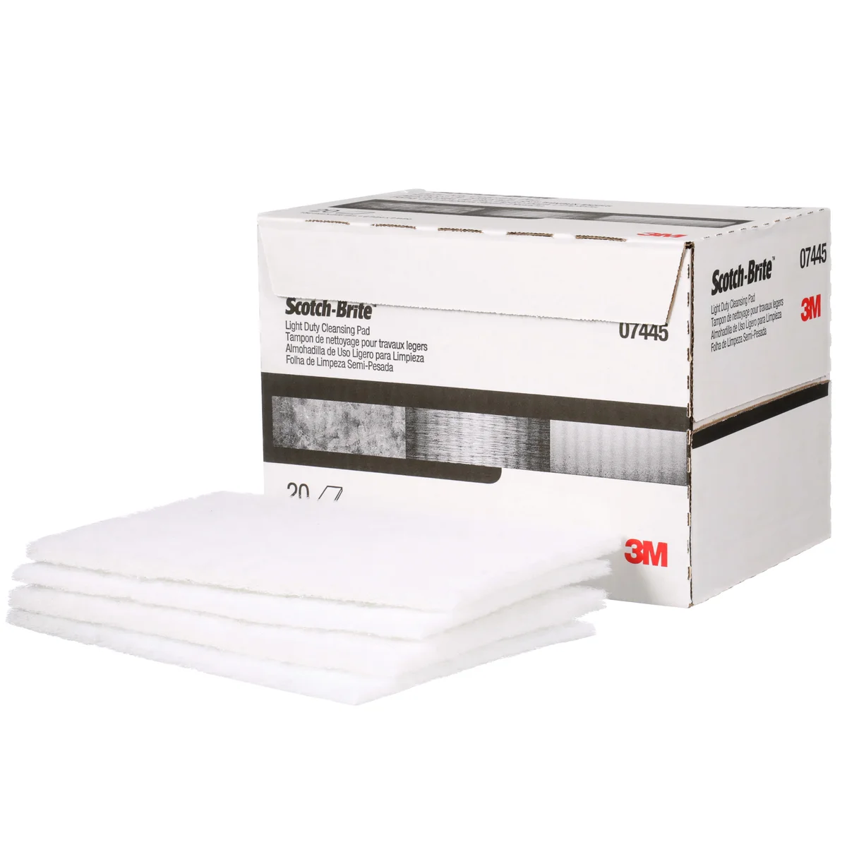 Scotch-Brite™ Light Cleansing Hand Pad 07445, HP-HP, Nepheline Syenite Super Fine, White, 6 in x 9 in, 20/Inner, 60 ea/Case