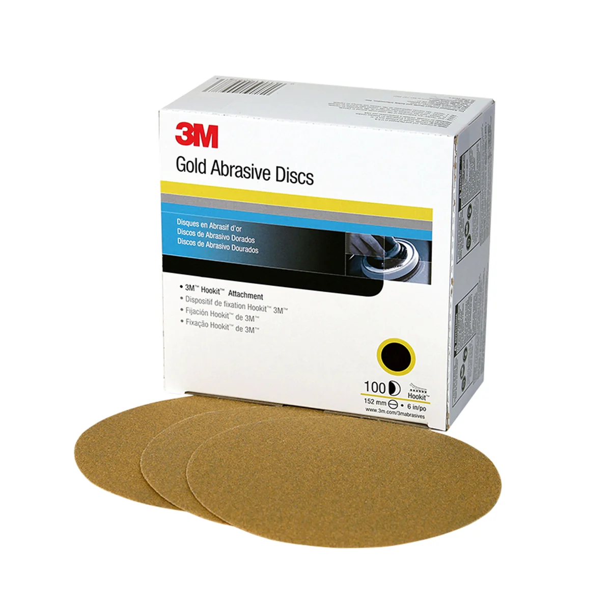 3M™ Hookit™ Gold Disc 216U 00973, 6 in, P400, 100 Discs/Carton, 4 Cartons/Case