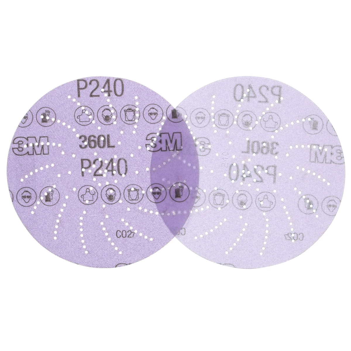 3M Xtract™ Film Disc 360L, P240 3MIL, 5 in, Die 500LG, 100/Carton, 500 ea/Case