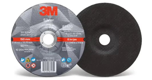 3M™ Silver Cut-Off Wheel, 87470, 36+, T27, 6 in x 0.045 in x 7/8 in, 25/Carton, 50 ea/Case