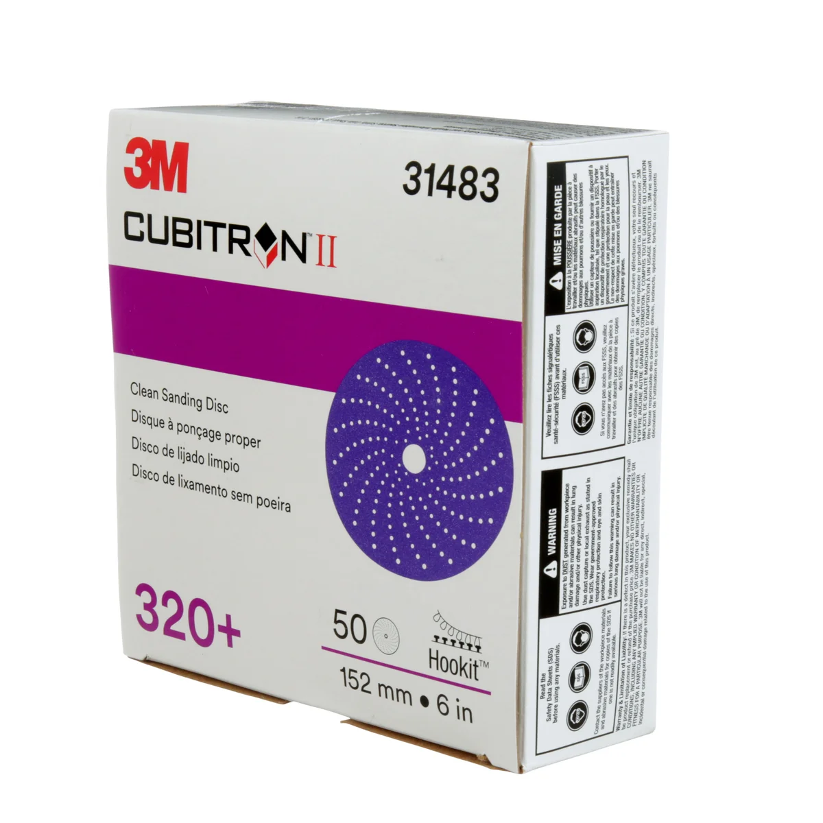 3M™ Cubitron™ II Hookit™ Clean Sanding Abrasive Disc 737U, 31483, 6 in, 320+, 50 Discs/Carton, 4 Cartons/Case