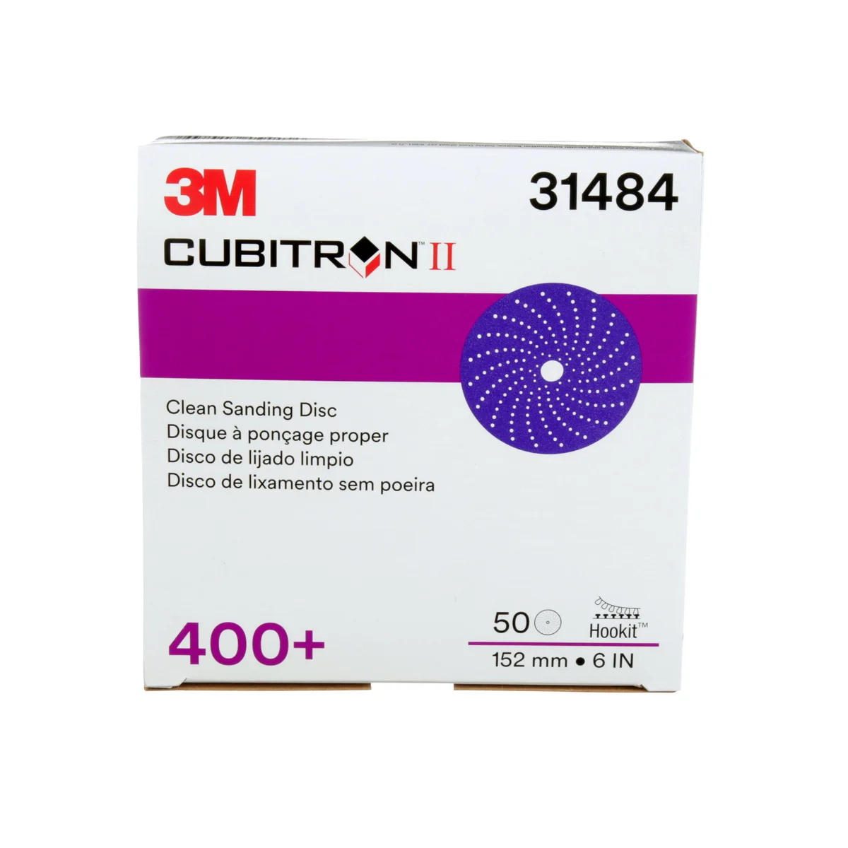 3M™ Cubitron™ II Hookit™ Clean Sanding Abrasive Disc 737U, 31484, 6 in, 400+, 50 Discs/Carton, 4 Cartons/Case
