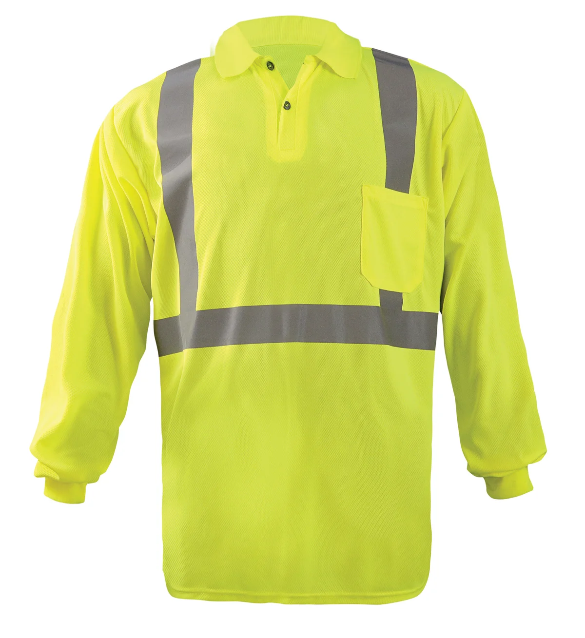 Polo Shirt, Wicking & Cooling Birdseye Long Sleeve W/Pocket, Class 2