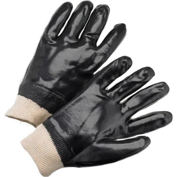 PVC Dipped Glove with Interlock Liner and Smooth Finish - Knit Wrist